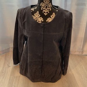 GF by Geren Ford Blue/Gray Leather Suede Snap Buttons Jacket Size Large